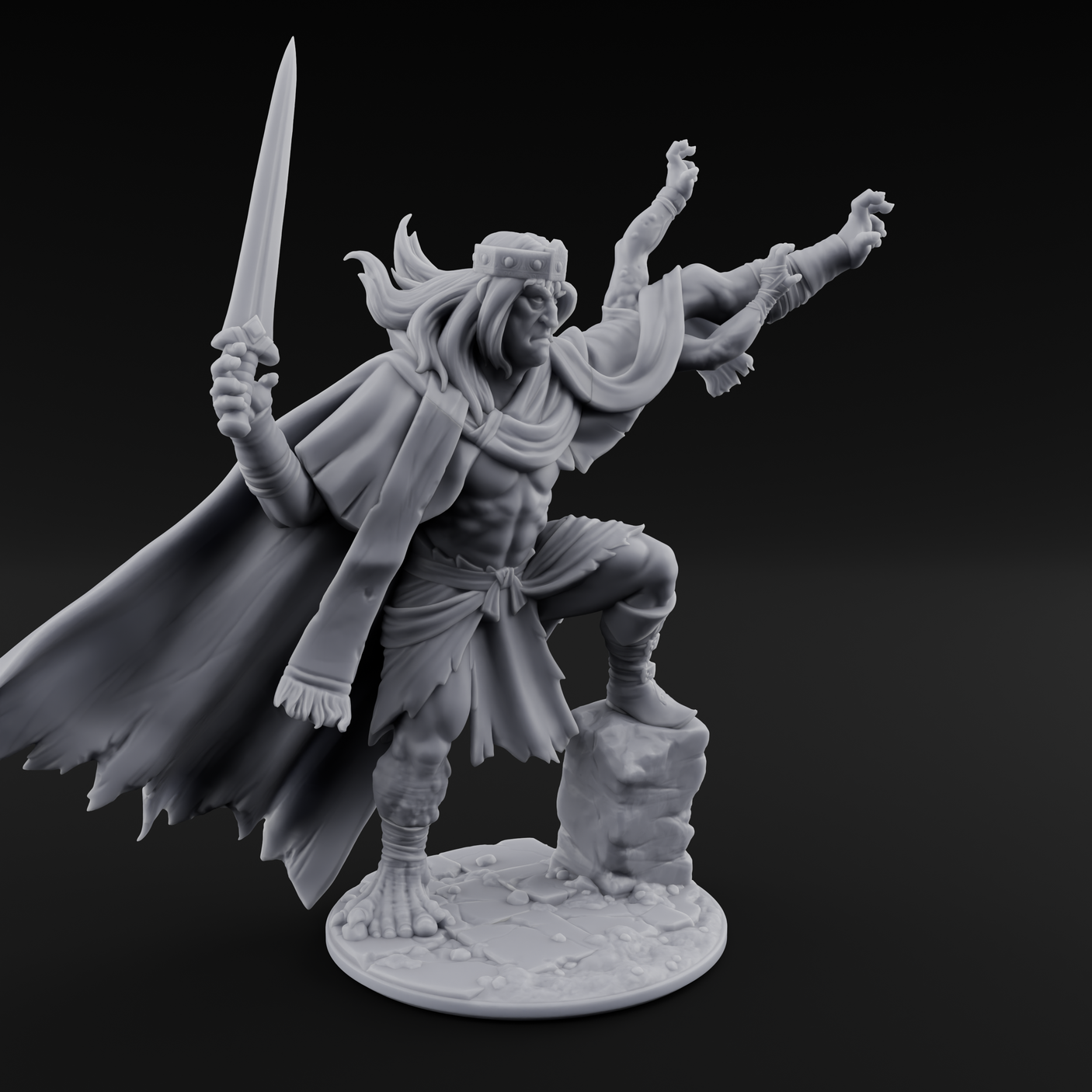 Dabbling in Magic Human Barbarian King Miniature for Dungeons and Dragons, Pathfinder or other TTRPGs