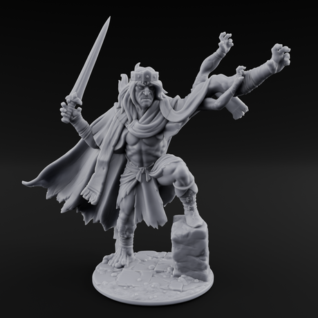 Dabbling in Magic Human Barbarian King Miniature for Dungeons and Dragons, Pathfinder or other TTRPGs