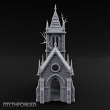 Dead-Tree Spike-Gabled Gothic Spire Chapel Miniature for Dungeons and Dragons, Pathfinder or other TTRPGs