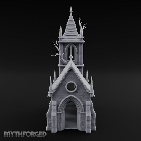 Dead-Tree Spike-Gabled Gothic Spire Chapel Miniature for Dungeons and Dragons, Pathfinder or other TTRPGs