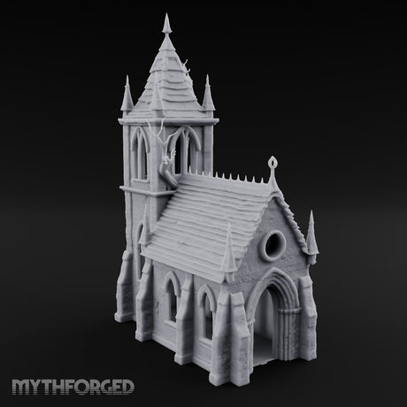 Dead-Tree Spike-Gabled Gothic Spire Chapel Miniature for Dungeons and Dragons, Pathfinder or other TTRPGs