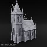 Dead-Tree Spike-Gabled Gothic Spire Chapel Miniature for Dungeons and Dragons, Pathfinder or other TTRPGs