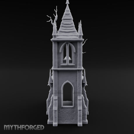 Dead-Tree Spike-Gabled Gothic Spire Chapel Miniature for Dungeons and Dragons, Pathfinder or other TTRPGs