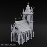 Dead-Tree Spike-Gabled Gothic Spire Chapel Miniature for Dungeons and Dragons, Pathfinder or other TTRPGs