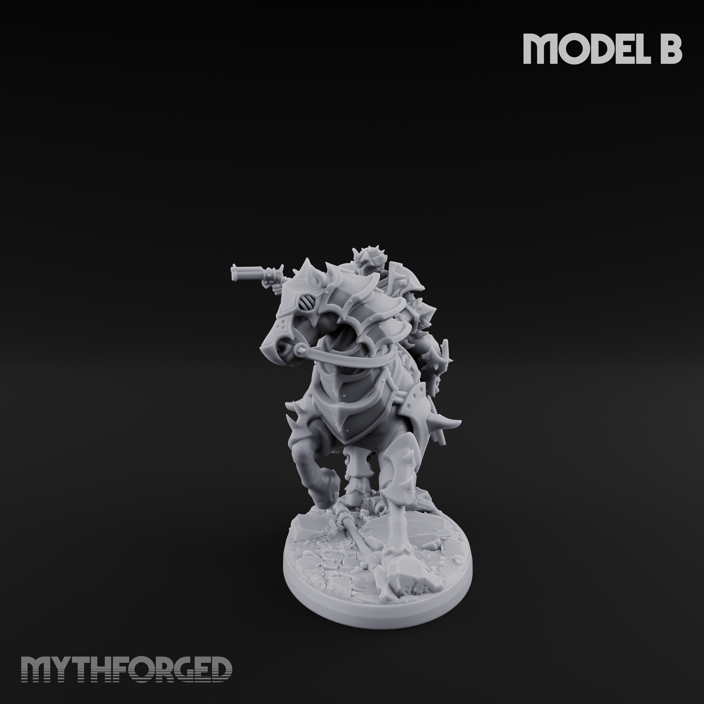 Ornate Saddle Towering Knight Rider B Miniature for Dungeons and Dragons, Pathfinder or other TTRPGs