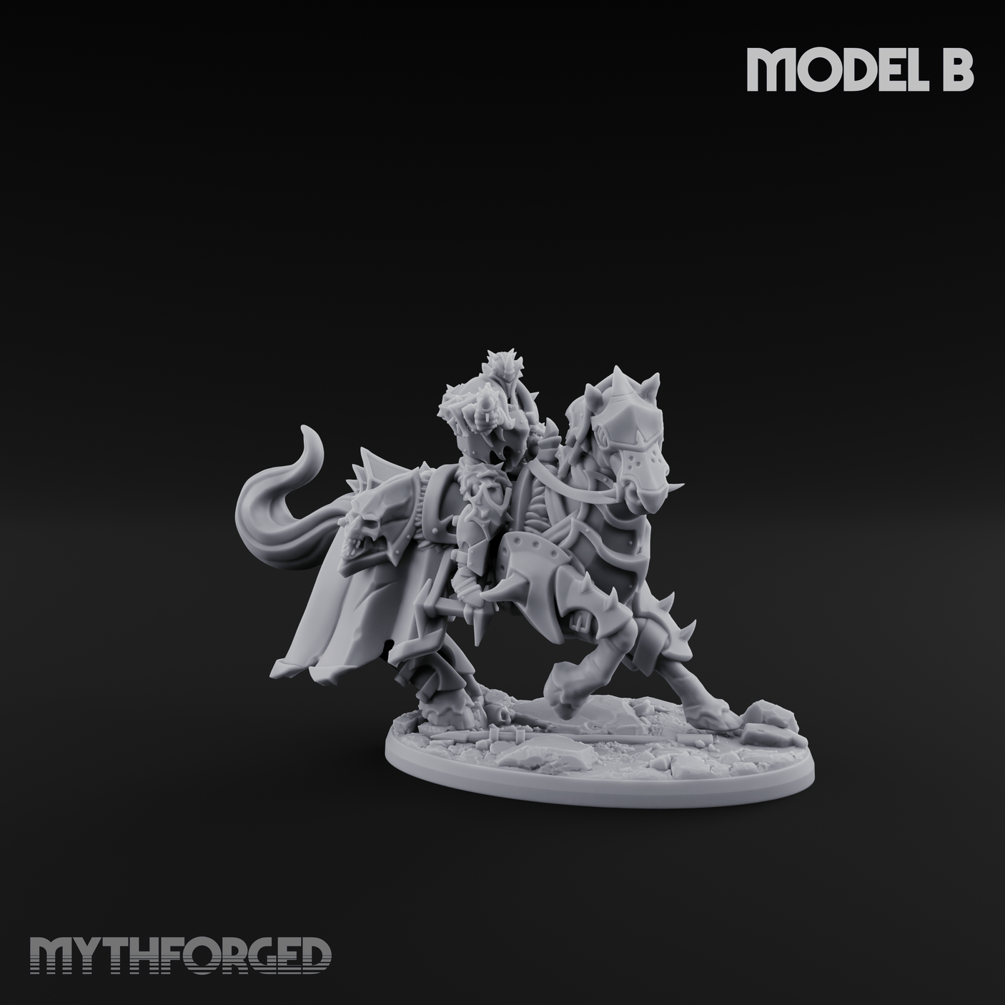 Ornate Saddle Towering Knight Rider B Miniature for Dungeons and Dragons, Pathfinder or other TTRPGs