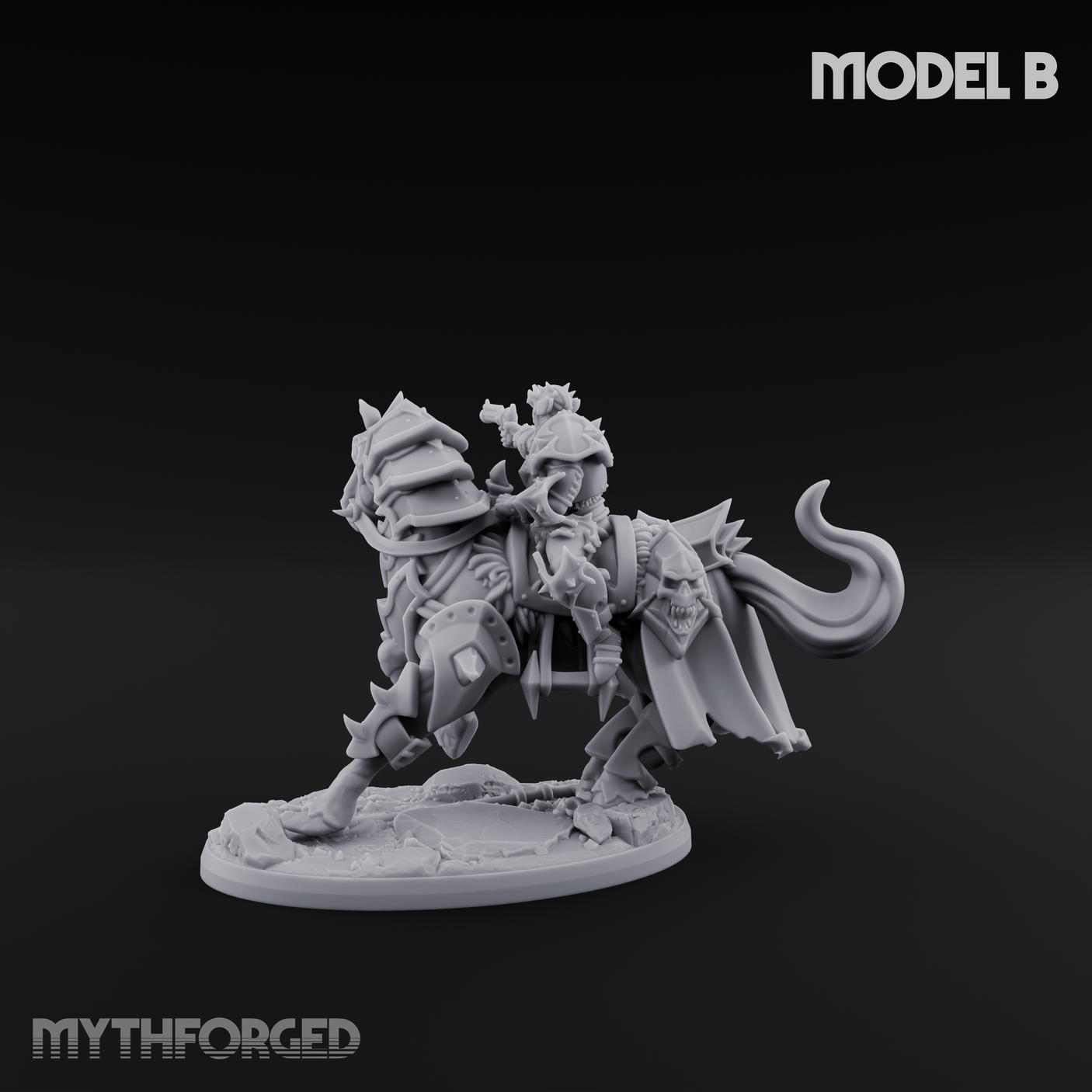 Ornate Saddle Towering Knight Rider B Miniature for Dungeons and Dragons, Pathfinder or other TTRPGs