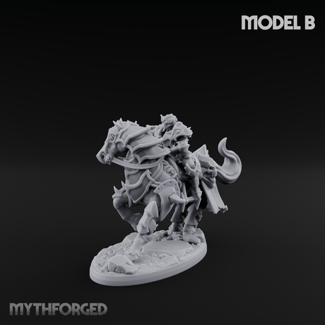 Ornate Saddle Towering Knight Rider B Miniature for Dungeons and Dragons, Pathfinder or other TTRPGs