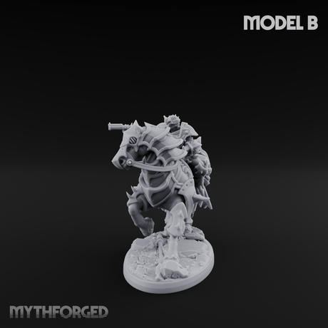 Ornate Saddle Towering Knight Rider B Miniature for Dungeons and Dragons, Pathfinder or other TTRPGs