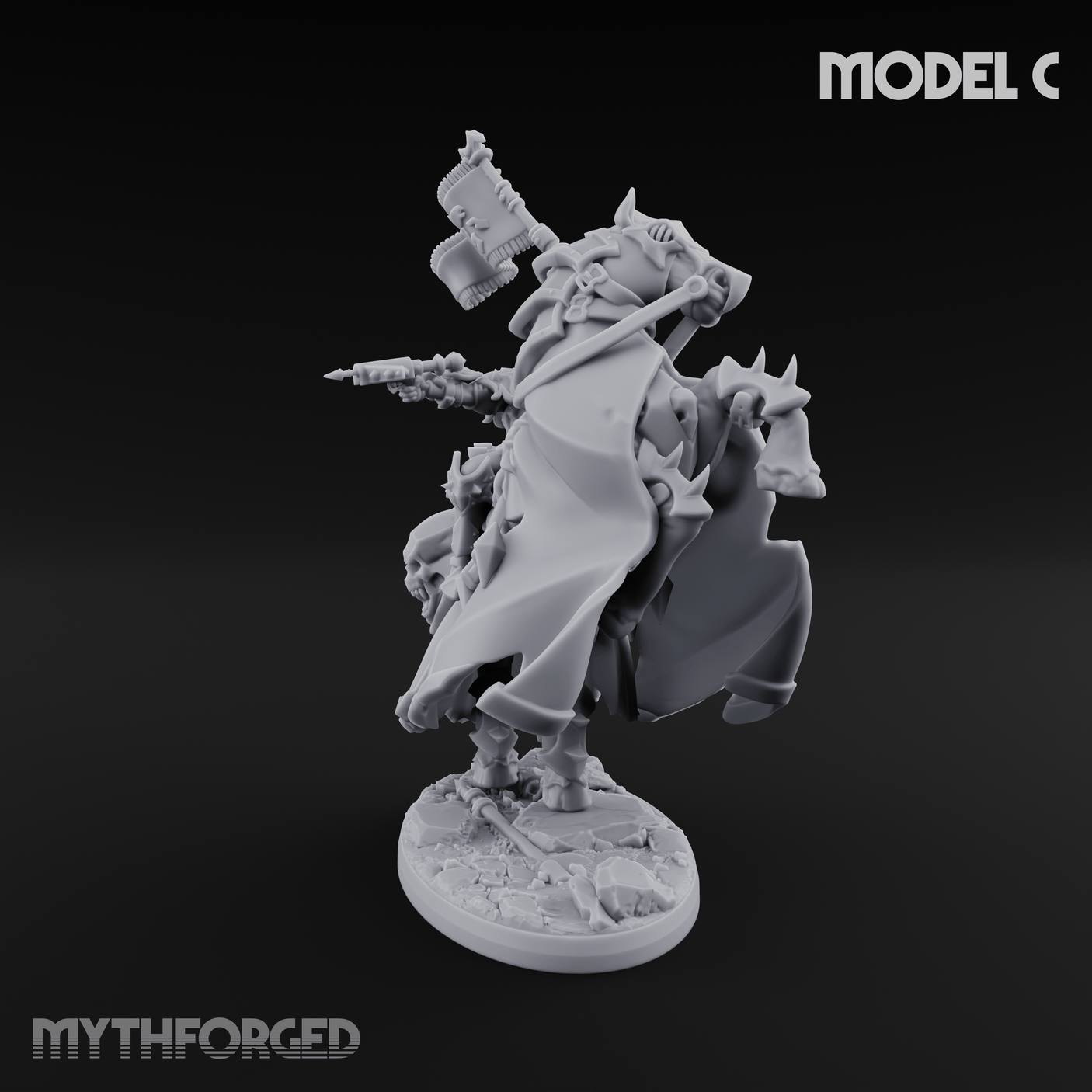 Ornate Saddle Towering Knight Rider C Miniature for Dungeons and Dragons, Pathfinder or other TTRPGs