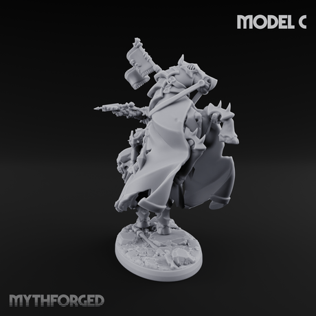 Ornate Saddle Towering Knight Rider C Miniature for Dungeons and Dragons, Pathfinder or other TTRPGs