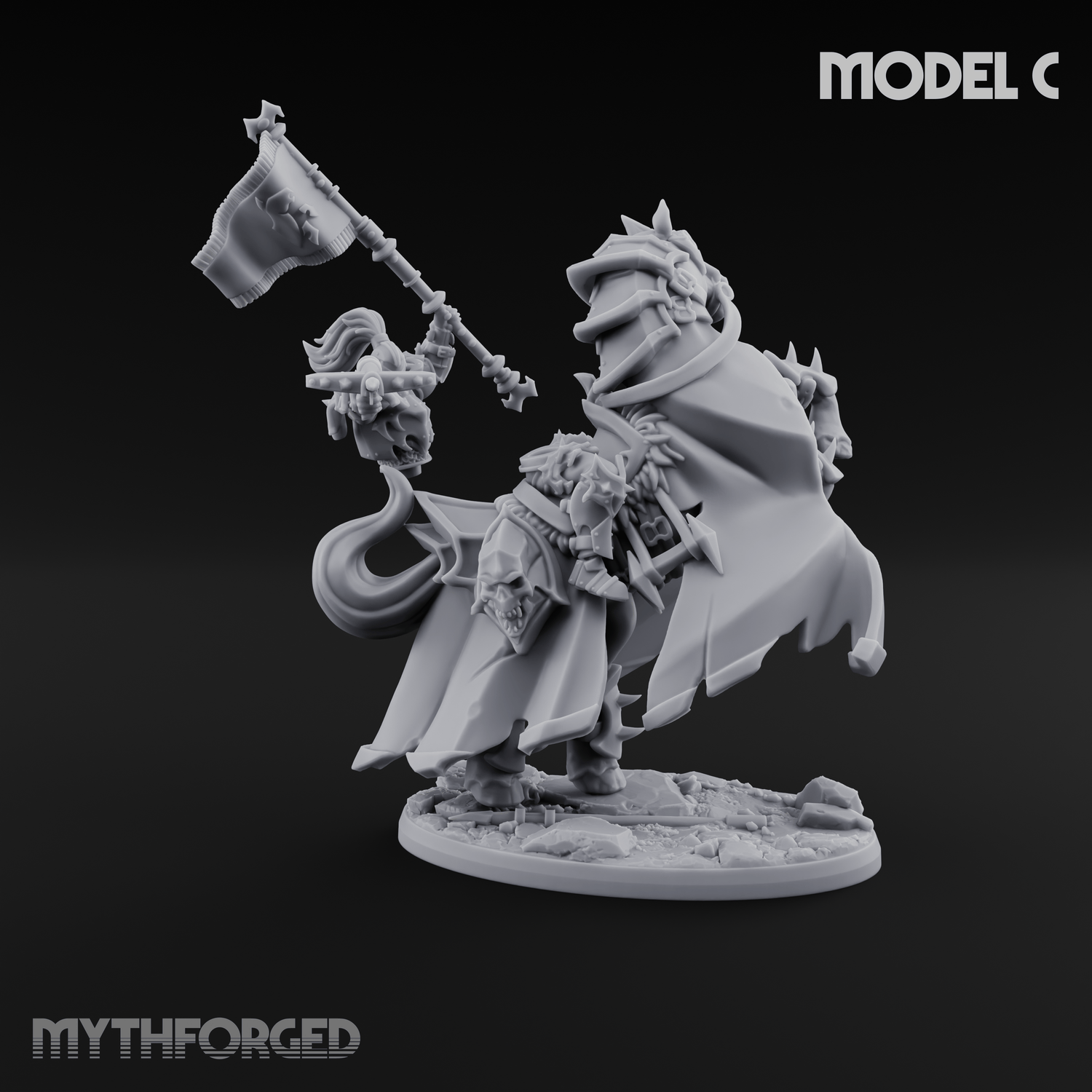 Ornate Saddle Towering Knight Rider C Miniature for Dungeons and Dragons, Pathfinder or other TTRPGs