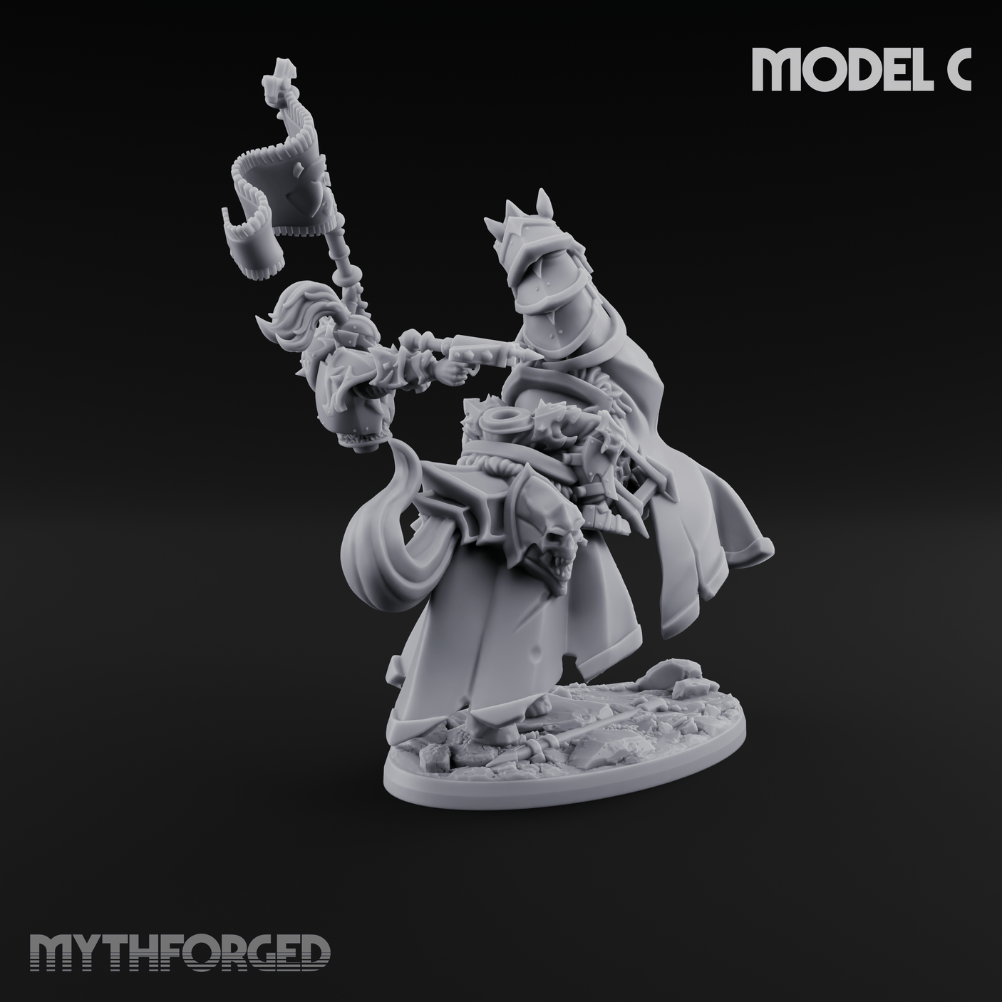 Ornate Saddle Towering Knight Rider C Miniature for Dungeons and Dragons, Pathfinder or other TTRPGs
