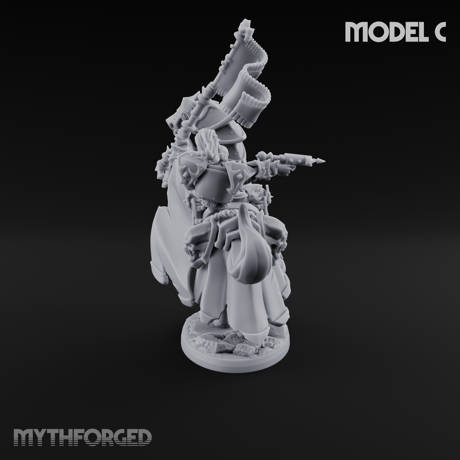 Ornate Saddle Towering Knight Rider C Miniature for Dungeons and Dragons, Pathfinder or other TTRPGs