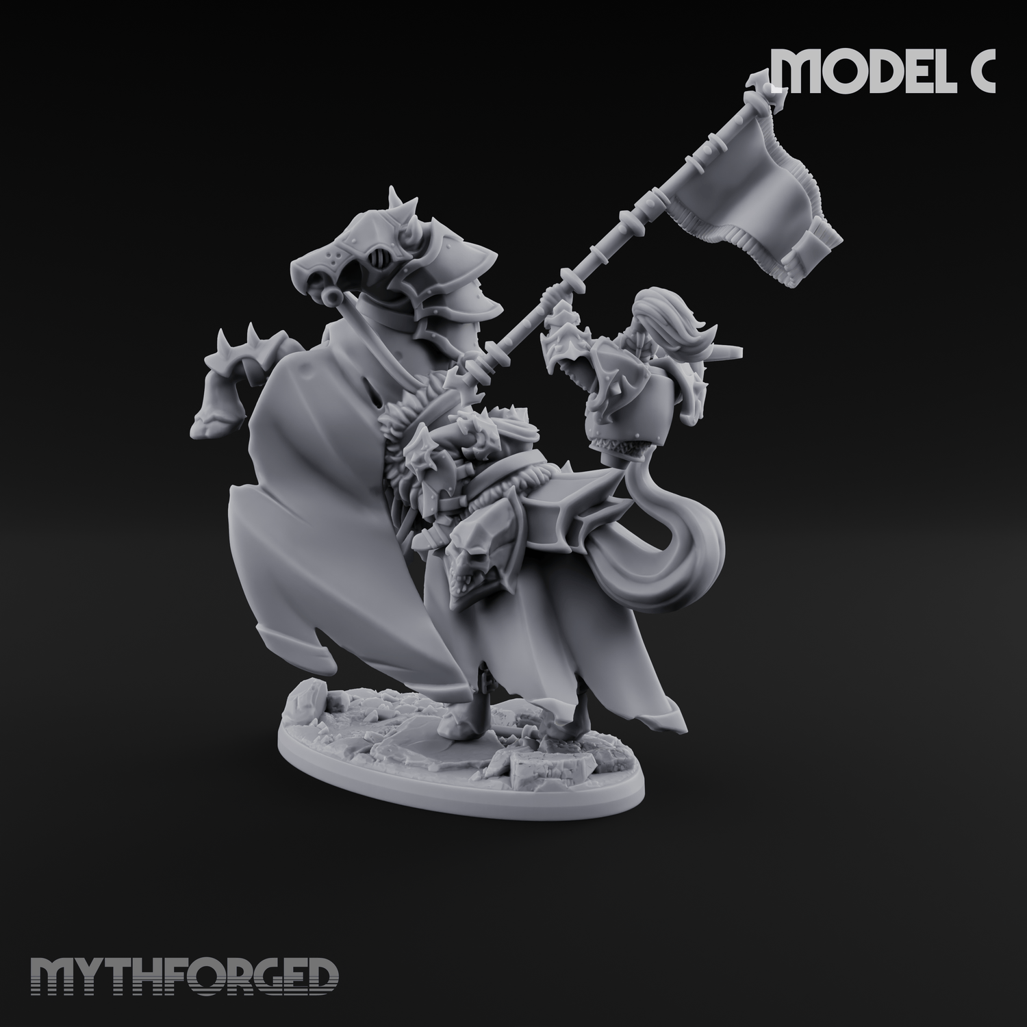Ornate Saddle Towering Knight Rider C Miniature for Dungeons and Dragons, Pathfinder or other TTRPGs