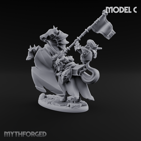 Ornate Saddle Towering Knight Rider C Miniature for Dungeons and Dragons, Pathfinder or other TTRPGs