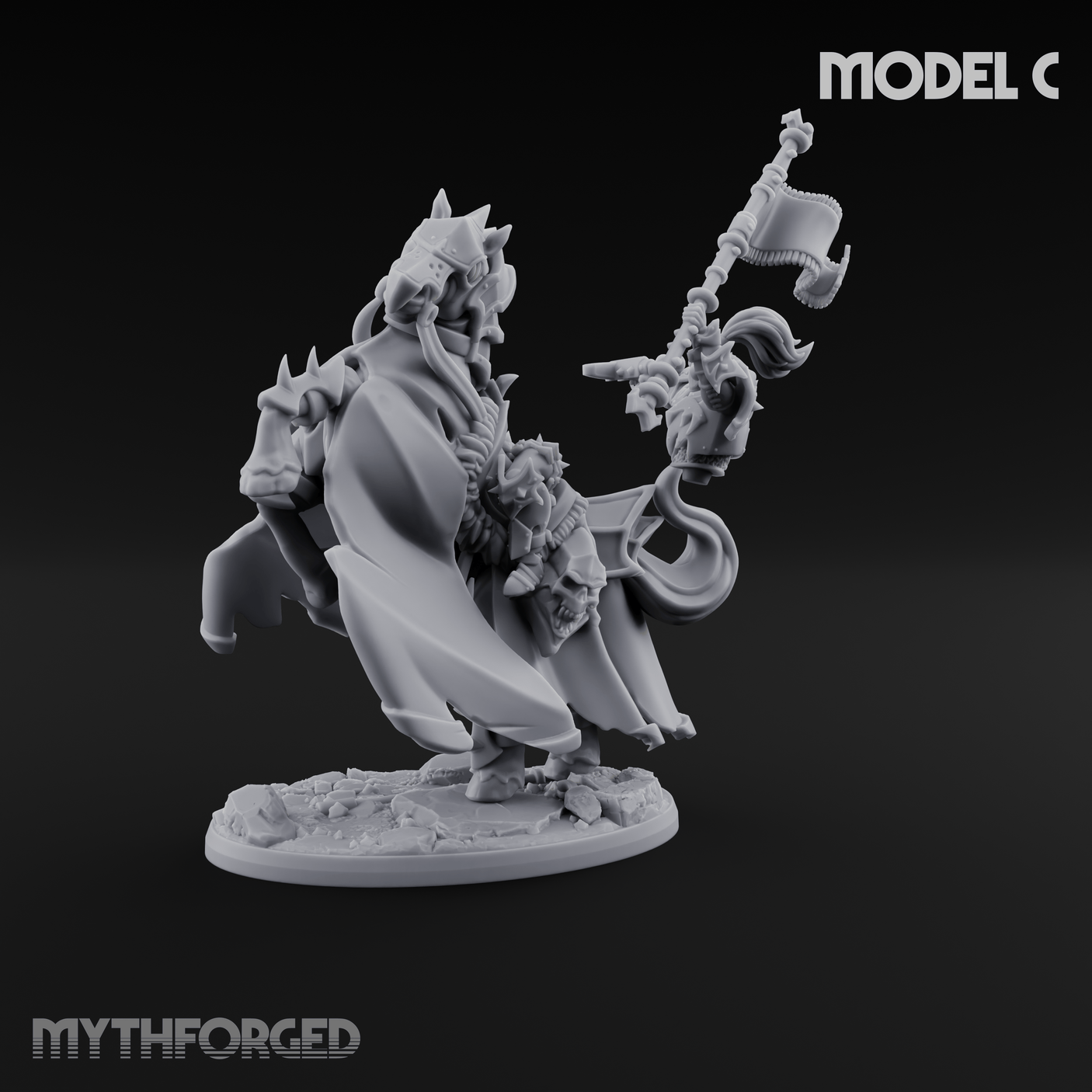 Ornate Saddle Towering Knight Rider C Miniature for Dungeons and Dragons, Pathfinder or other TTRPGs