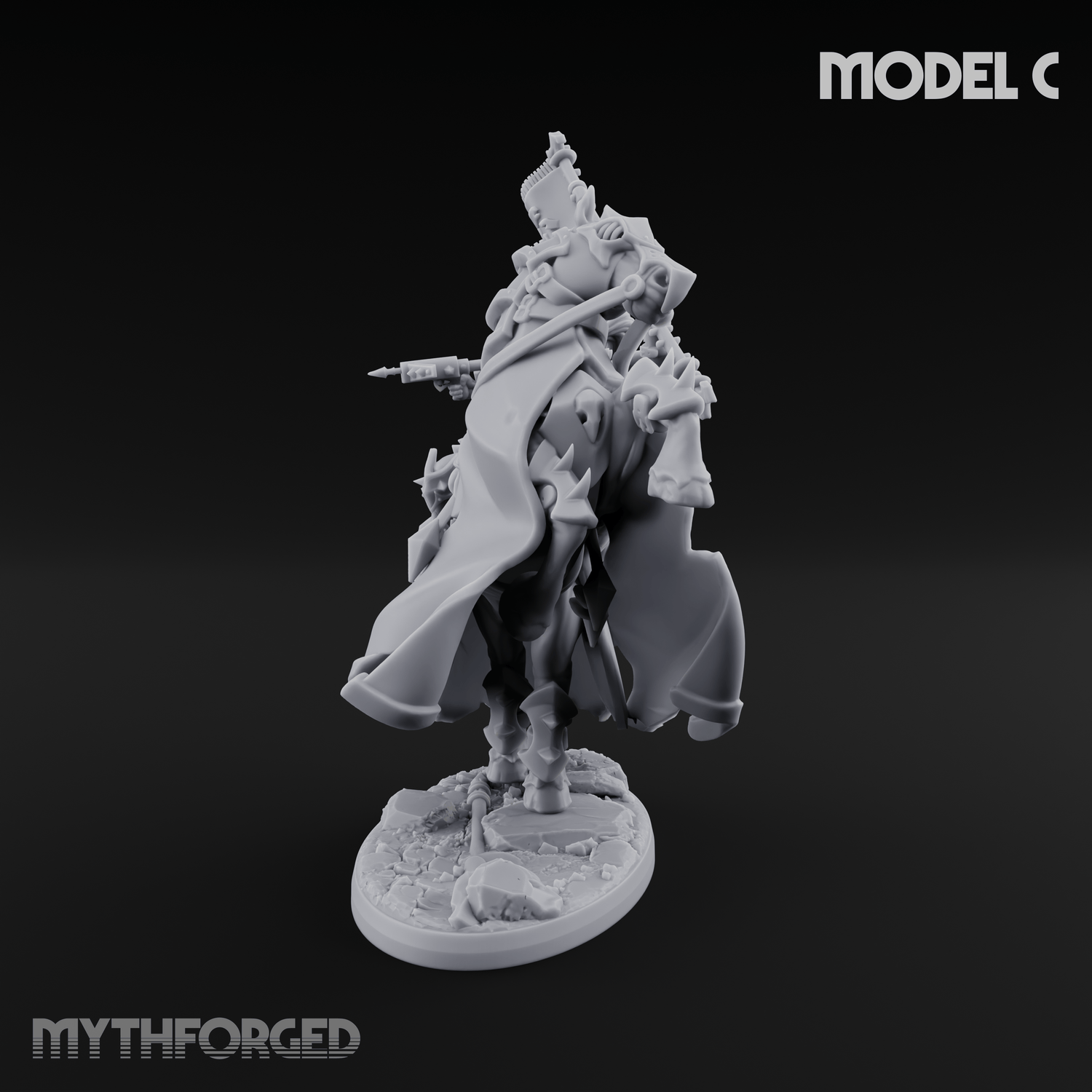 Ornate Saddle Towering Knight Rider C Miniature for Dungeons and Dragons, Pathfinder or other TTRPGs