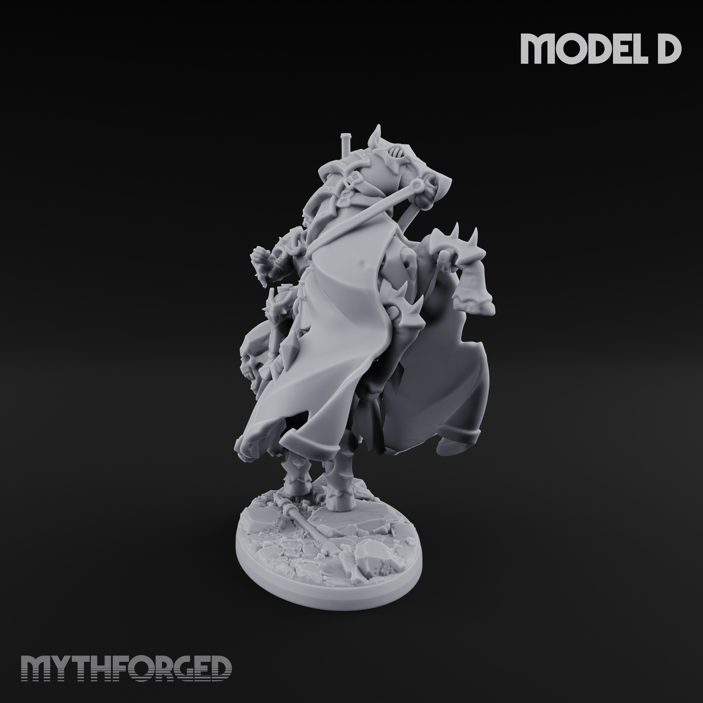 Ornate Saddle Towering Knight Rider D Miniature for Dungeons and Dragons, Pathfinder or other TTRPGs