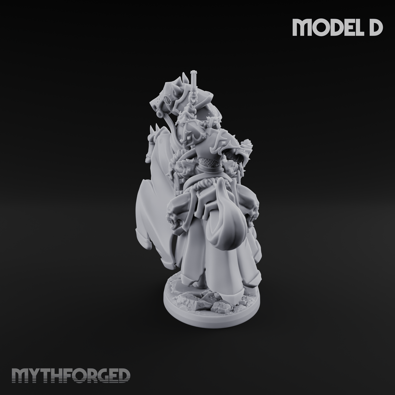 Ornate Saddle Towering Knight Rider D Miniature for Dungeons and Dragons, Pathfinder or other TTRPGs