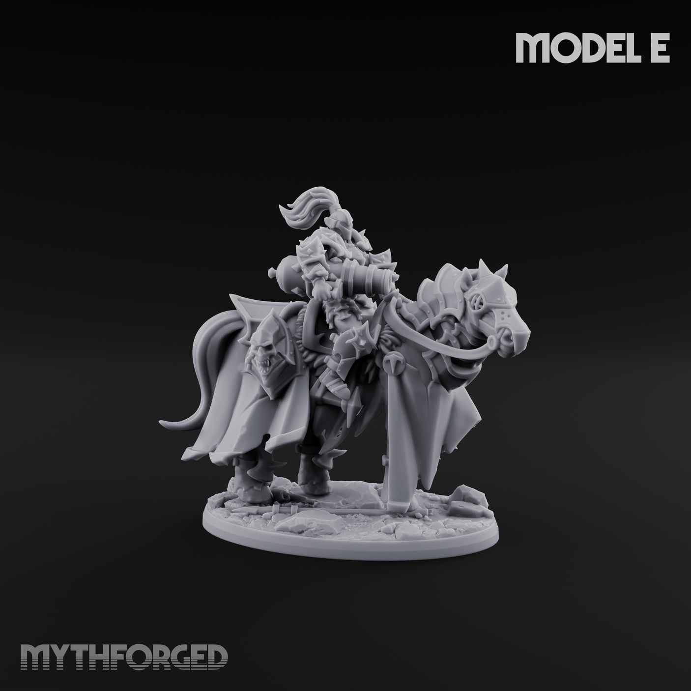 Ornate Saddle Towering Knight Rider E Miniature for Dungeons and Dragons, Pathfinder or other TTRPGs