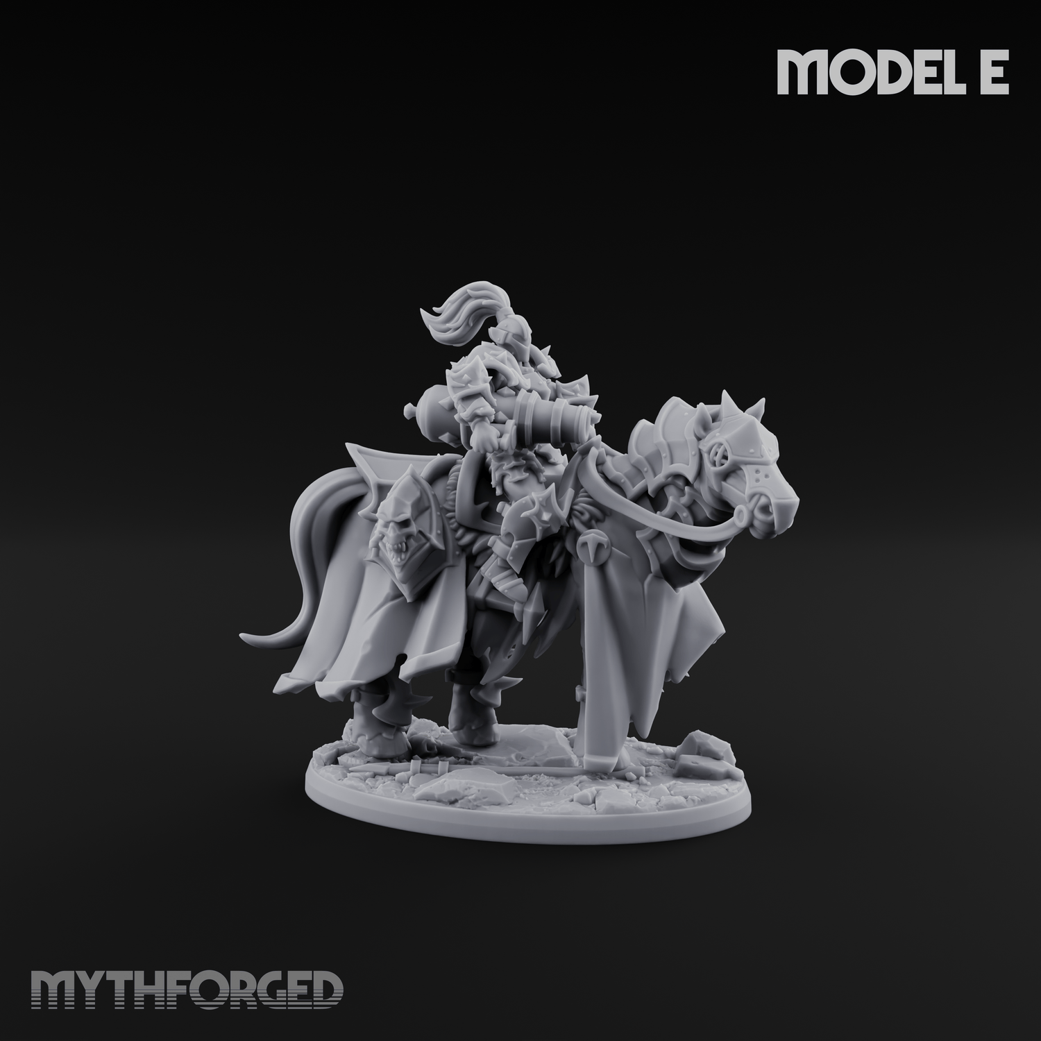 Ornate Saddle Towering Knight Rider E Miniature for Dungeons and Dragons, Pathfinder or other TTRPGs