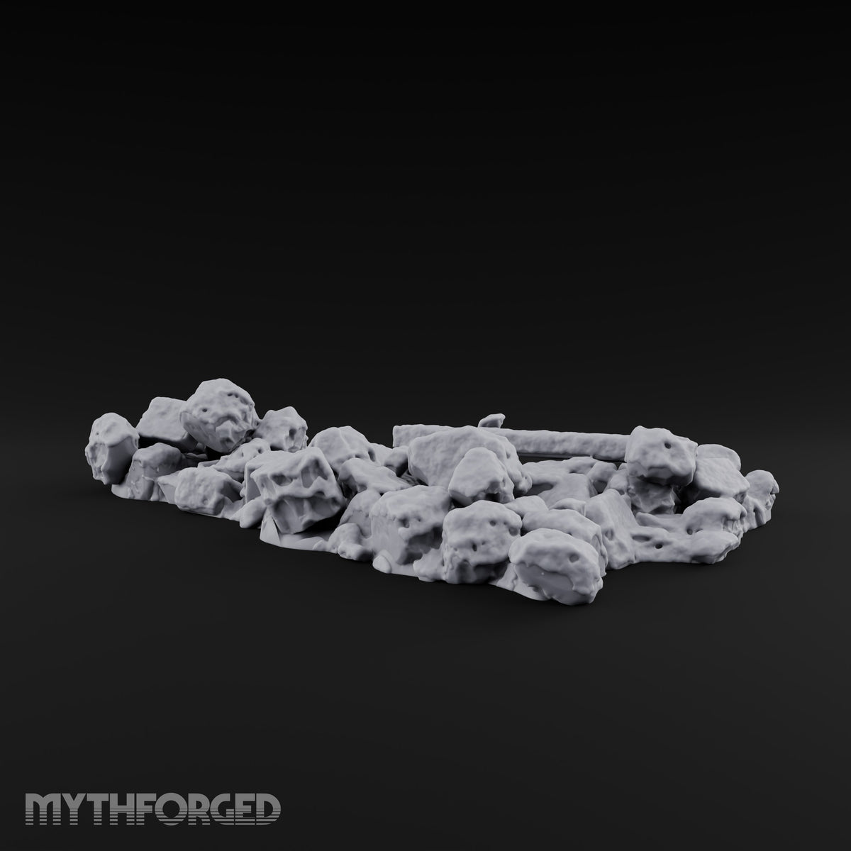 Snow Topped Stone and Timber Rubble Pile A — Snow