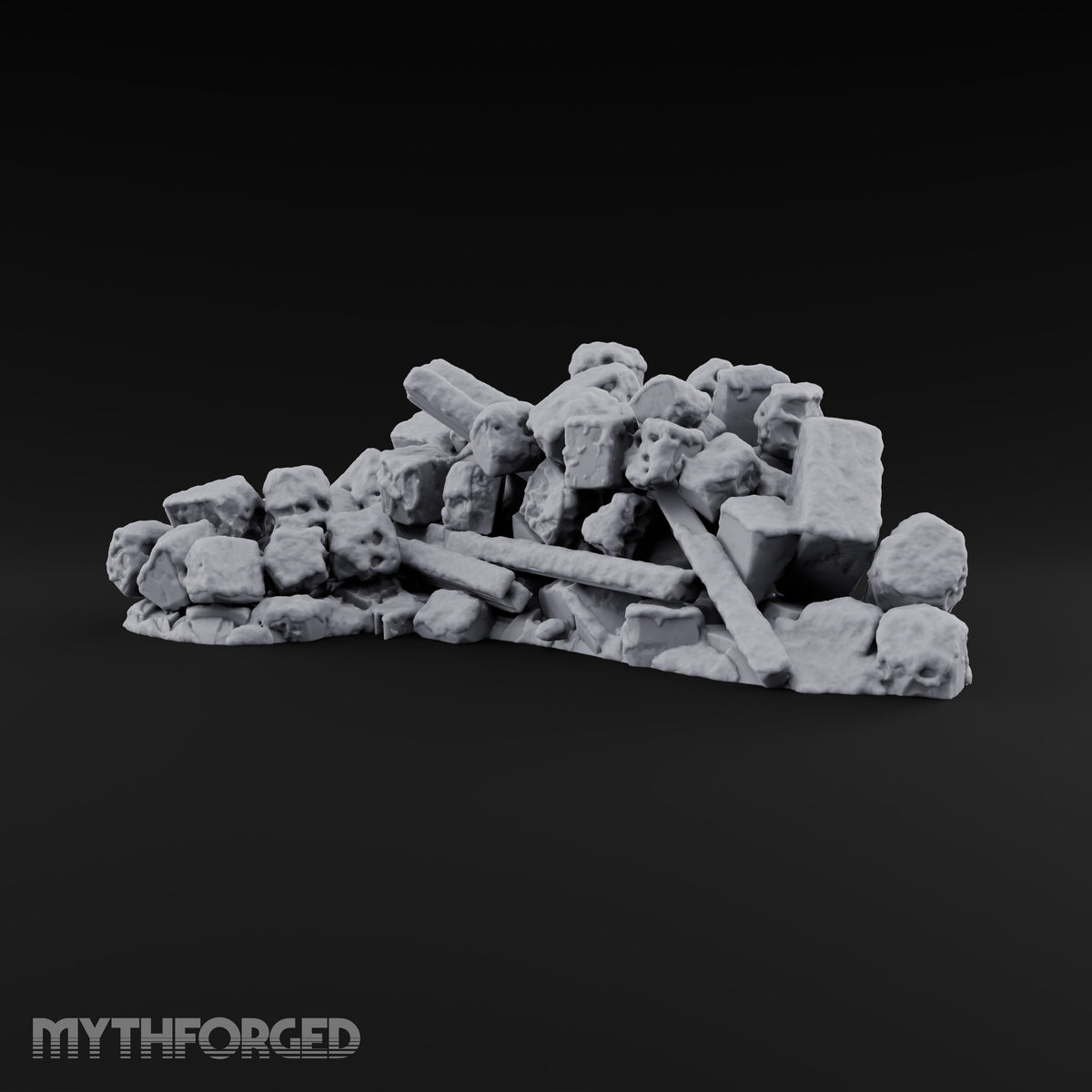 Snow Topped Stone and Timber Rubble Pile D — Snow