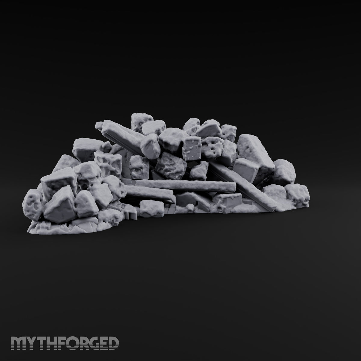 Snow Topped Stone and Timber Rubble Pile D — Snow