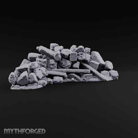 Snow Topped Stone and Timber Rubble Pile D — Snow