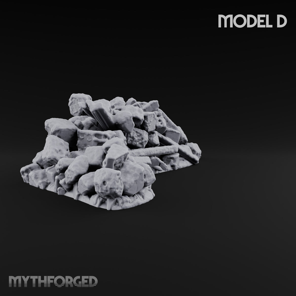 Snow Topped Stone and Timber Rubble Pile D — Snow