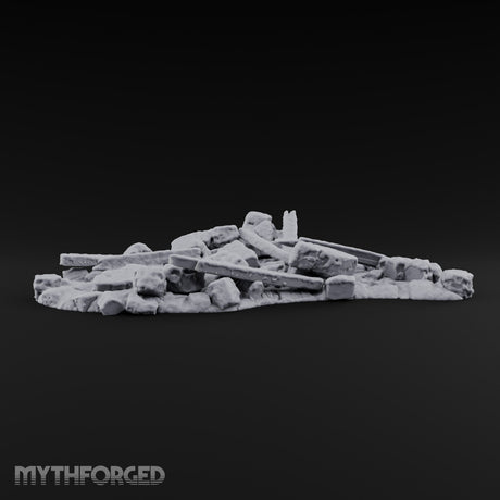 Snow Topped Stone and Timber Rubble Pile E — Snow