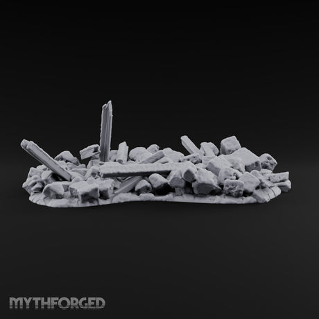 Snow Topped Stone and Timber Rubble Pile F — Snow