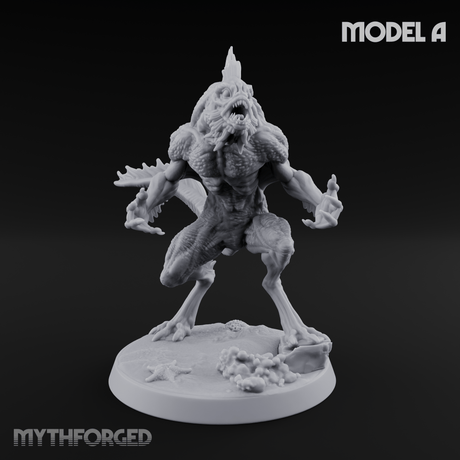 Arms Splayed Howling Deep One Brutes Miniature for Dungeons and Dragons, Pathfinder or other TTRPGs