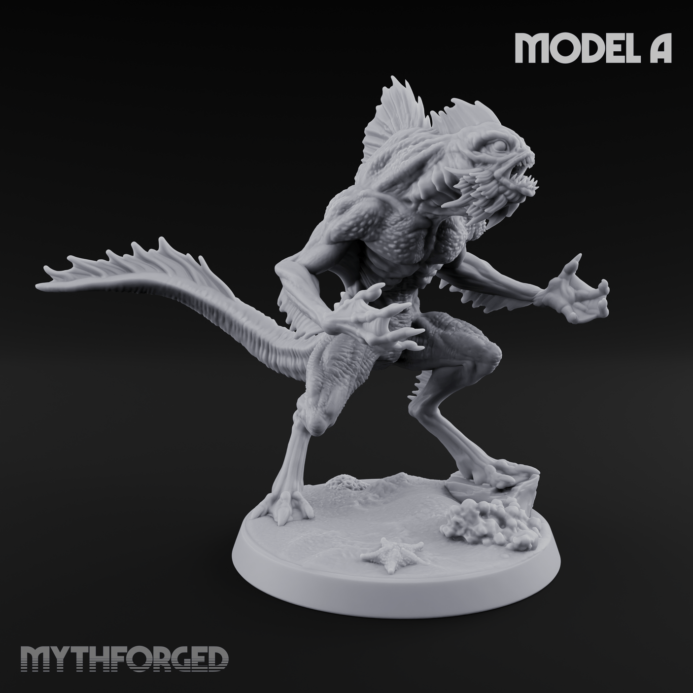 Arms Splayed Howling Deep One Brutes Miniature for Dungeons and Dragons, Pathfinder or other TTRPGs