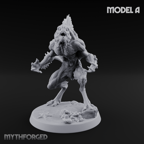 Arms Splayed Howling Deep One Brutes A Miniature for Dungeons and Dragons, Pathfinder or other TTRPGs
