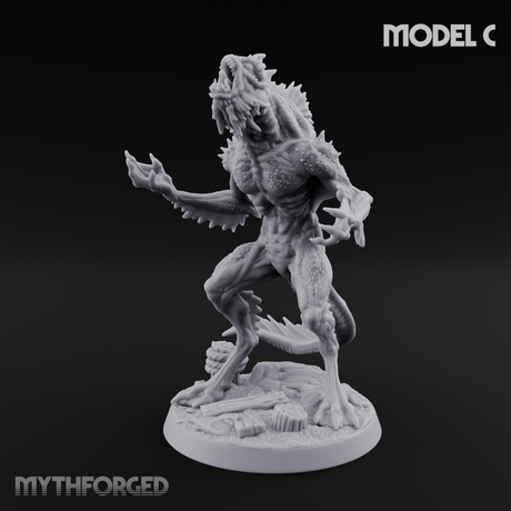 Arms Splayed Howling Deep One Brutes C Miniature for Dungeons and Dragons, Pathfinder or other TTRPGs