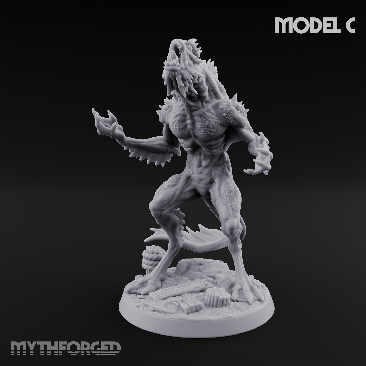 Arms Splayed Howling Deep One Brutes Miniature for Dungeons and Dragons, Pathfinder or other TTRPGs