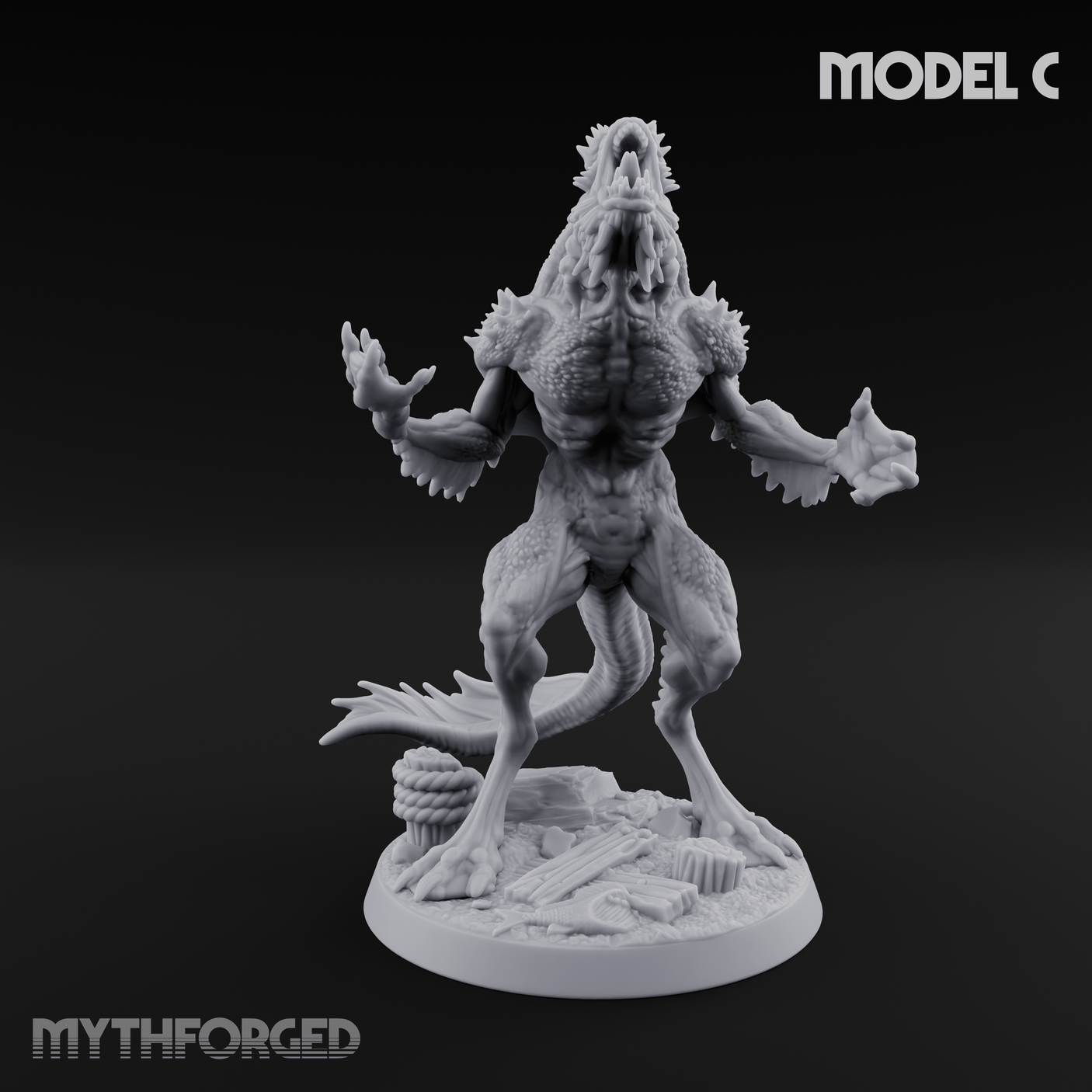 Arms Splayed Howling Deep One Brutes Miniature for Dungeons and Dragons, Pathfinder or other TTRPGs