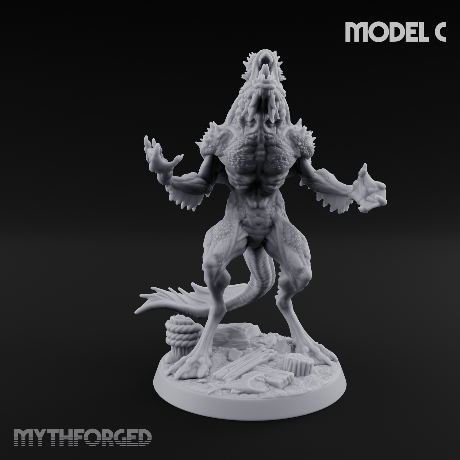 Arms Splayed Howling Deep One Brutes Miniature for Dungeons and Dragons, Pathfinder or other TTRPGs