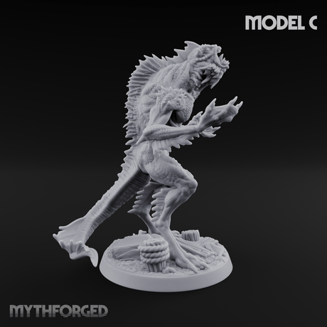 Arms Splayed Howling Deep One Brutes C Miniature for Dungeons and Dragons, Pathfinder or other TTRPGs