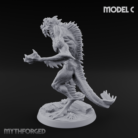 Arms Splayed Howling Deep One Brutes C Miniature for Dungeons and Dragons, Pathfinder or other TTRPGs