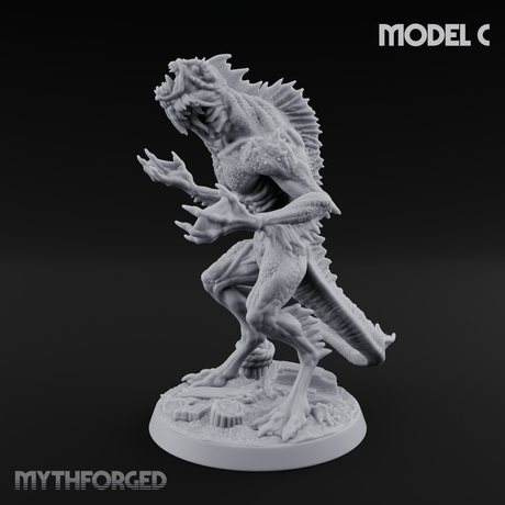 Arms Splayed Howling Deep One Brutes C Miniature for Dungeons and Dragons, Pathfinder or other TTRPGs