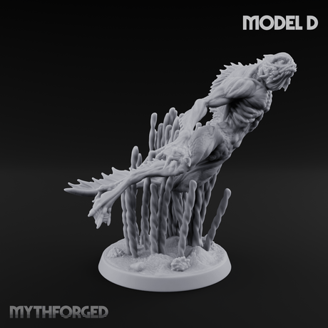 Arms Splayed Howling Deep One Brutes Miniature for Dungeons and Dragons, Pathfinder or other TTRPGs