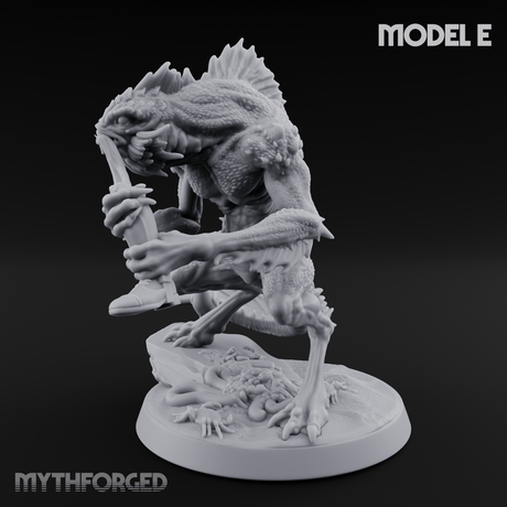 Arms Splayed Howling Deep One Brutes E Miniature for Dungeons and Dragons, Pathfinder or other TTRPGs
