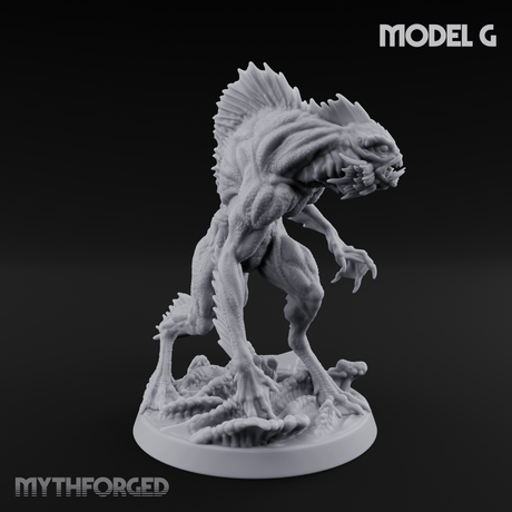 Arms Splayed Howling Deep One Brutes Miniature for Dungeons and Dragons, Pathfinder or other TTRPGs