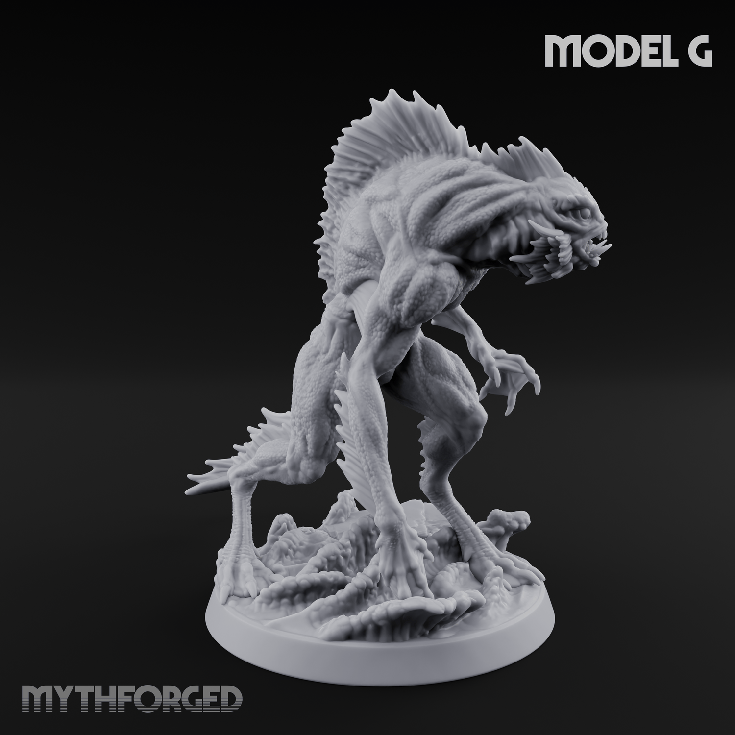 Arms Splayed Howling Deep One Brutes Miniature for Dungeons and Dragons, Pathfinder or other TTRPGs