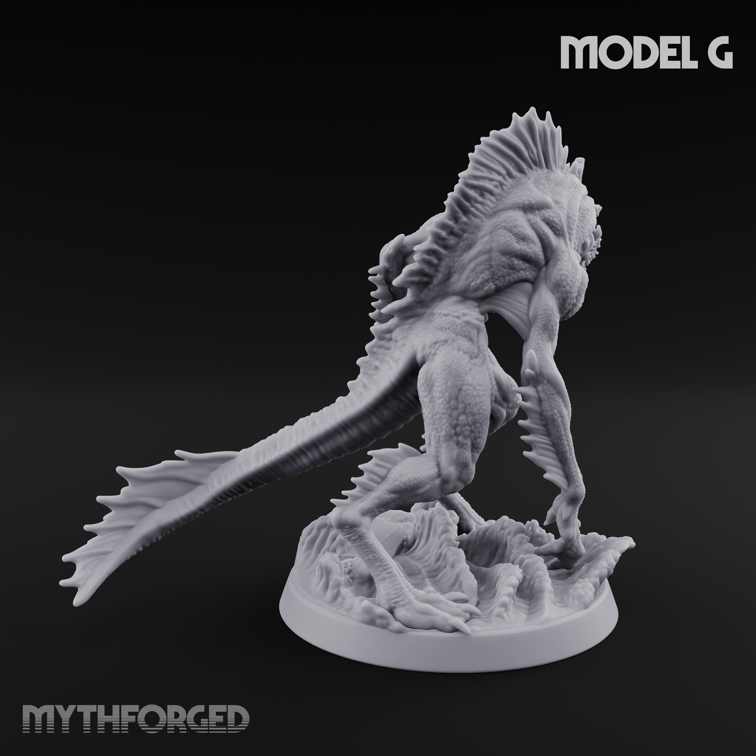 Arms Splayed Howling Deep One Brutes G Miniature for Dungeons and Dragons, Pathfinder or other TTRPGs