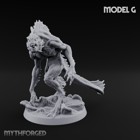 Arms Splayed Howling Deep One Brutes G Miniature for Dungeons and Dragons, Pathfinder or other TTRPGs