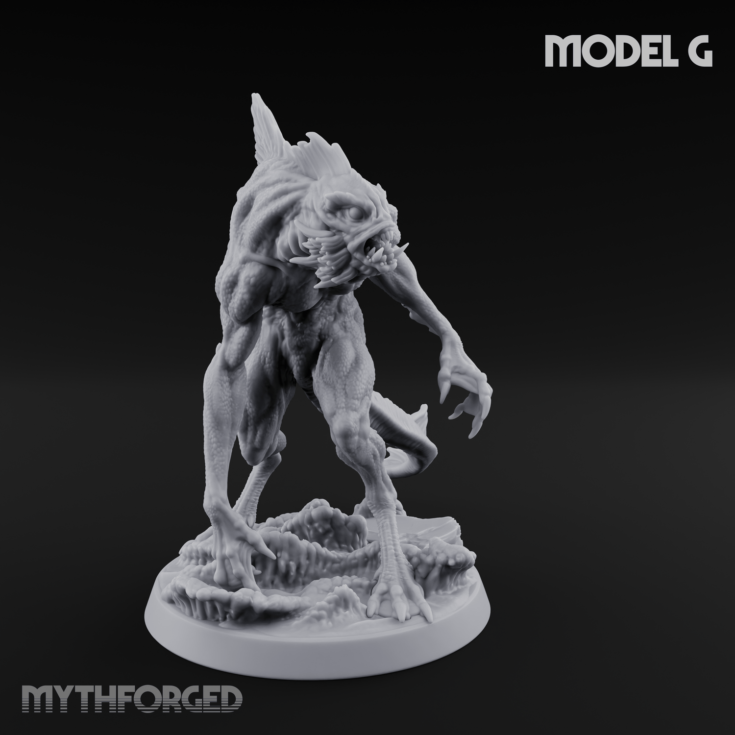 Arms Splayed Howling Deep One Brutes G Miniature for Dungeons and Dragons, Pathfinder or other TTRPGs
